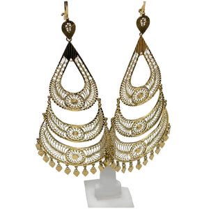 Boucles d'oreilles pendantes en or jaune 18K - 22.20gr