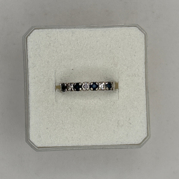 Alliance en Or Blanc 18K avec Diamants et Saphirs