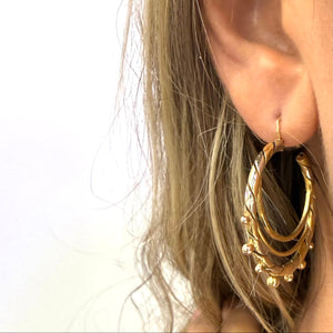 Boucles d'oreilles créoles 18k or jaune et blanc