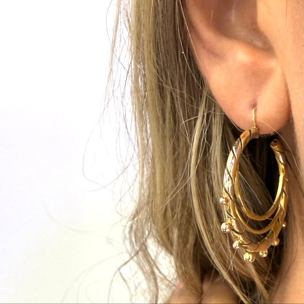 Boucles d'oreilles créoles 18k or jaune et blanc