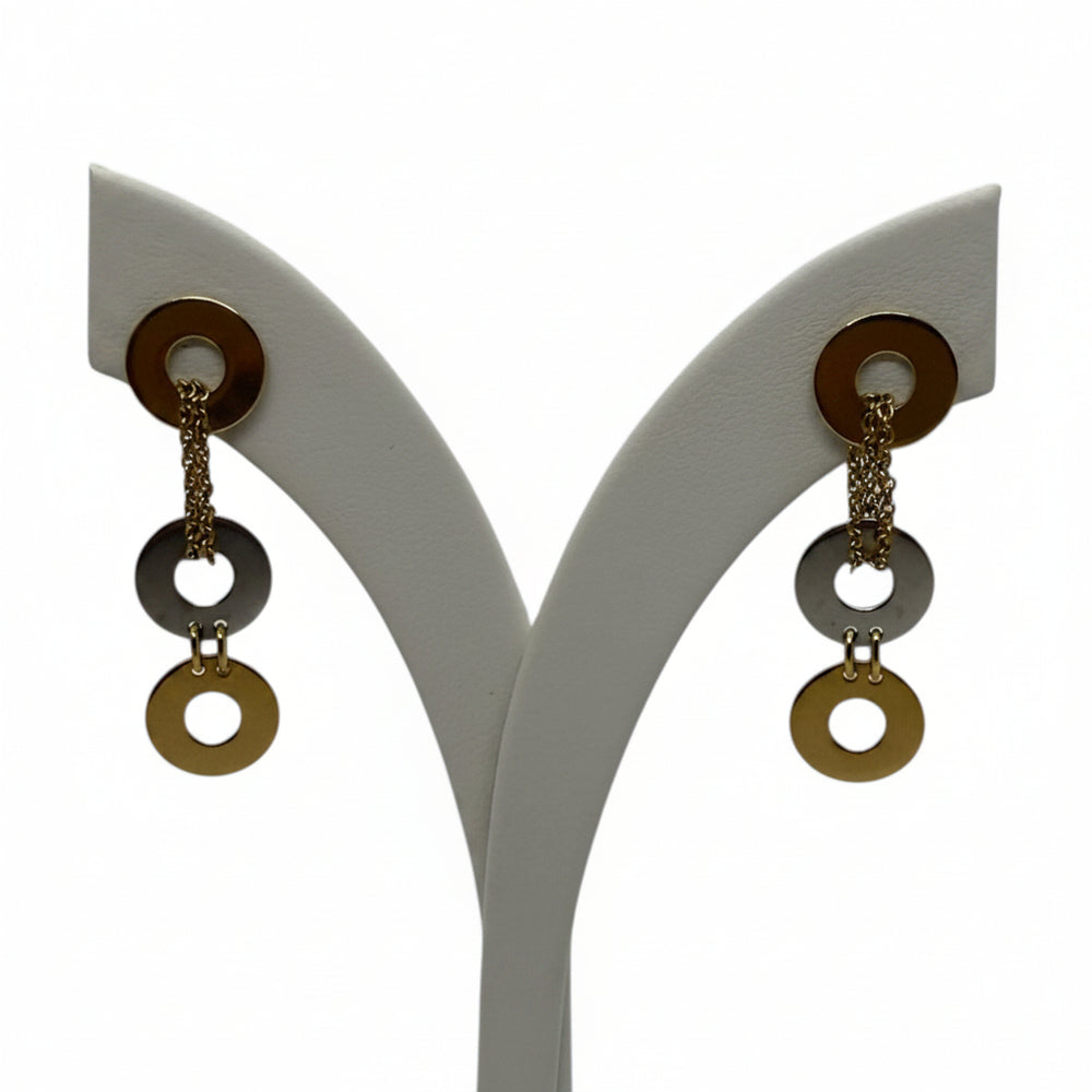 Boucles d'oreilles Pendantes en Or Jaune et Or Blanc