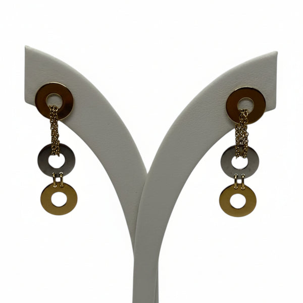 Boucles d'oreilles Pendantes en Or Jaune et Or Blanc