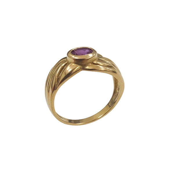 Bagues Rubis Anciennes en Or Jaune 18 K - Taille 50 -  3.56 G