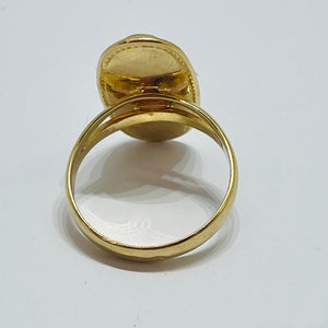 Bague Camée en Or Jaune 18K - Taille 54 - 7.47g