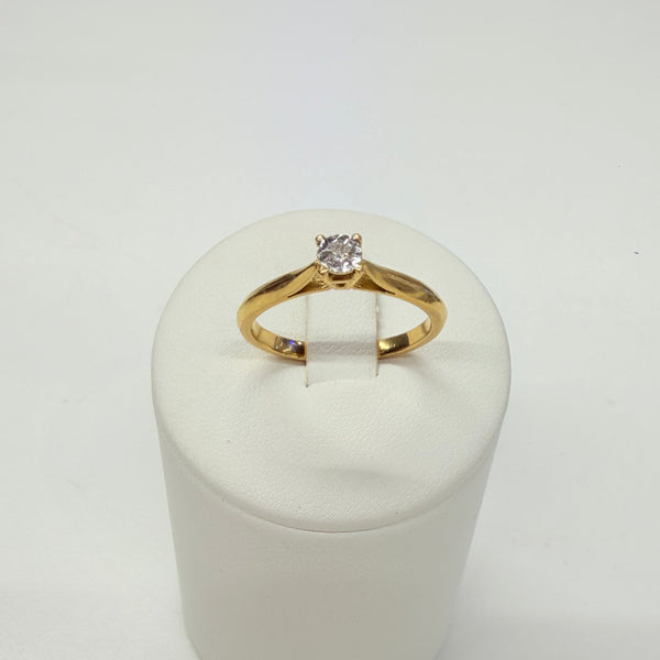 Solitaire Diamant Or Jaune et blanc 18k Taille 56