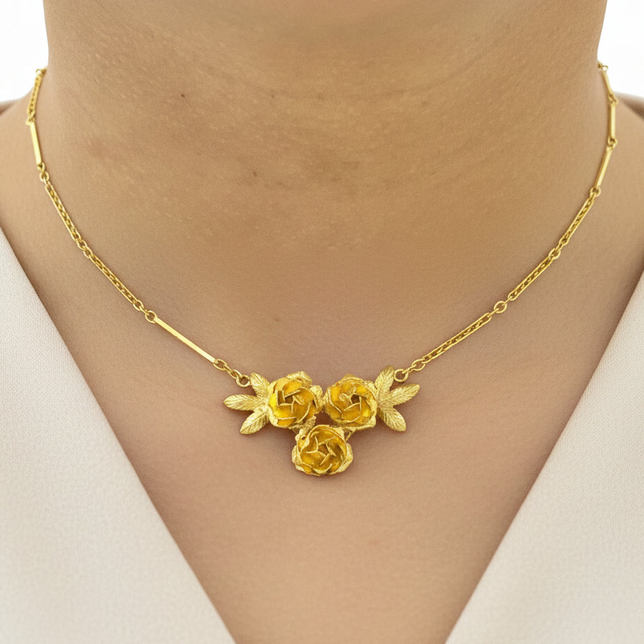Collier Or Maille Barrette Gravée