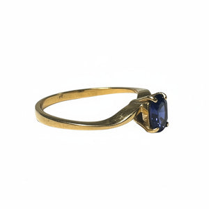 Solitaire Or Jaune 18 Carats avec Améthyste