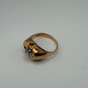 Bague Tank Or Jaune 18K avec Diamant