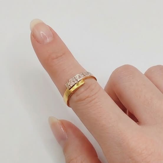 Bague en Or Jaune 18K - Diamant - Taille 54 - 2.49G
