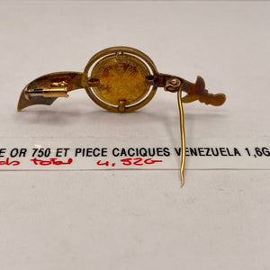 Broche en or jaune 18 carats – 4,8 x 1,7 cm