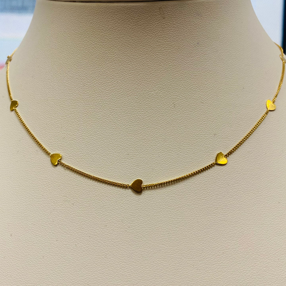 Collier Ras du Cou en Or Jaune 18K motif à coeur