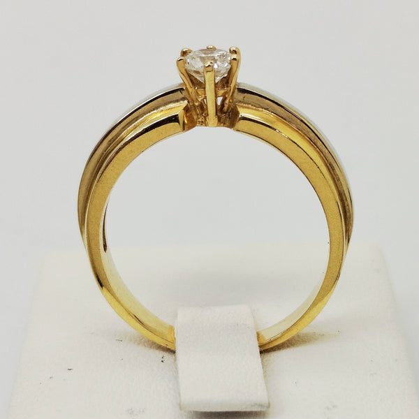 Solitaire en Or Jaune 18K avec Diamant 0.60ct - Taille 56 - 4.60g