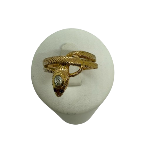 Bague Serpent en Or Jaune Diamants Rubis 18 Carats - T 61