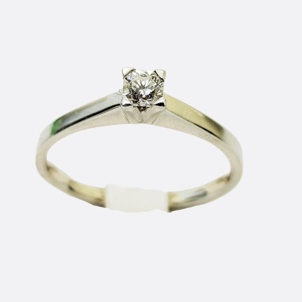 Solitaire en Or Blanc 18K Diamants- Taille 57 - 2.8G