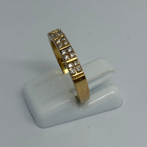 Bagues Demi Tour Or Jaune 18K et Diamants - Taille 52 - 4G