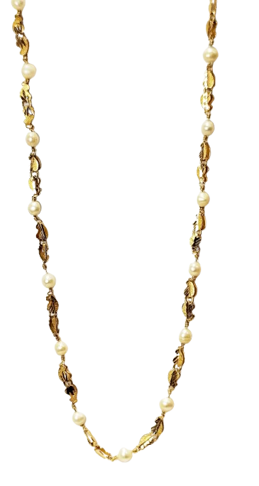Collier Ras du Cou en Or Jaune 18K avec Perles - 13.54 Grs
