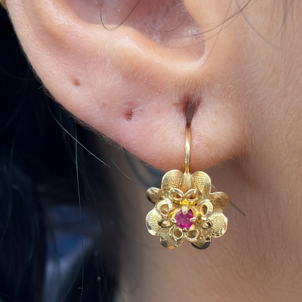 Boucles d'Oreilles Dormeuses avec Tourmaline en Or Jaune 18K