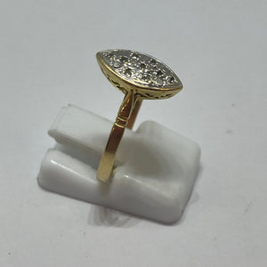 Bague Marquise en Or Jaune 18K - Taille 55