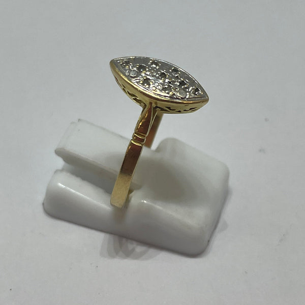 Bague Marquise en Or Jaune 18K - Taille 55