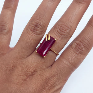 Bague Rubis en Or Jaune 18k - 4.50 G - Taille : 53
