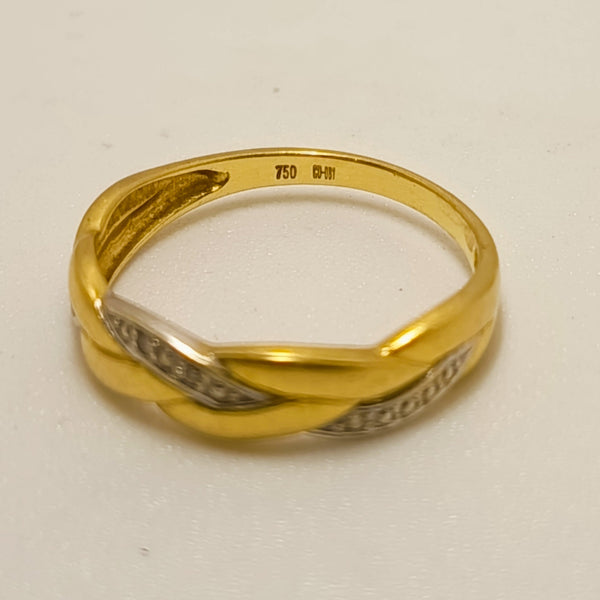 Bagues demi tour en or jaune et blanc 18 K - Taille 54 - 2.25 G