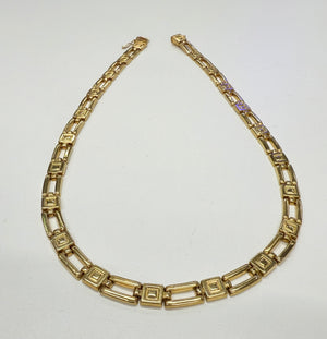 Collier Ras du Cou Or Jaune 18k Maille Fantaisie