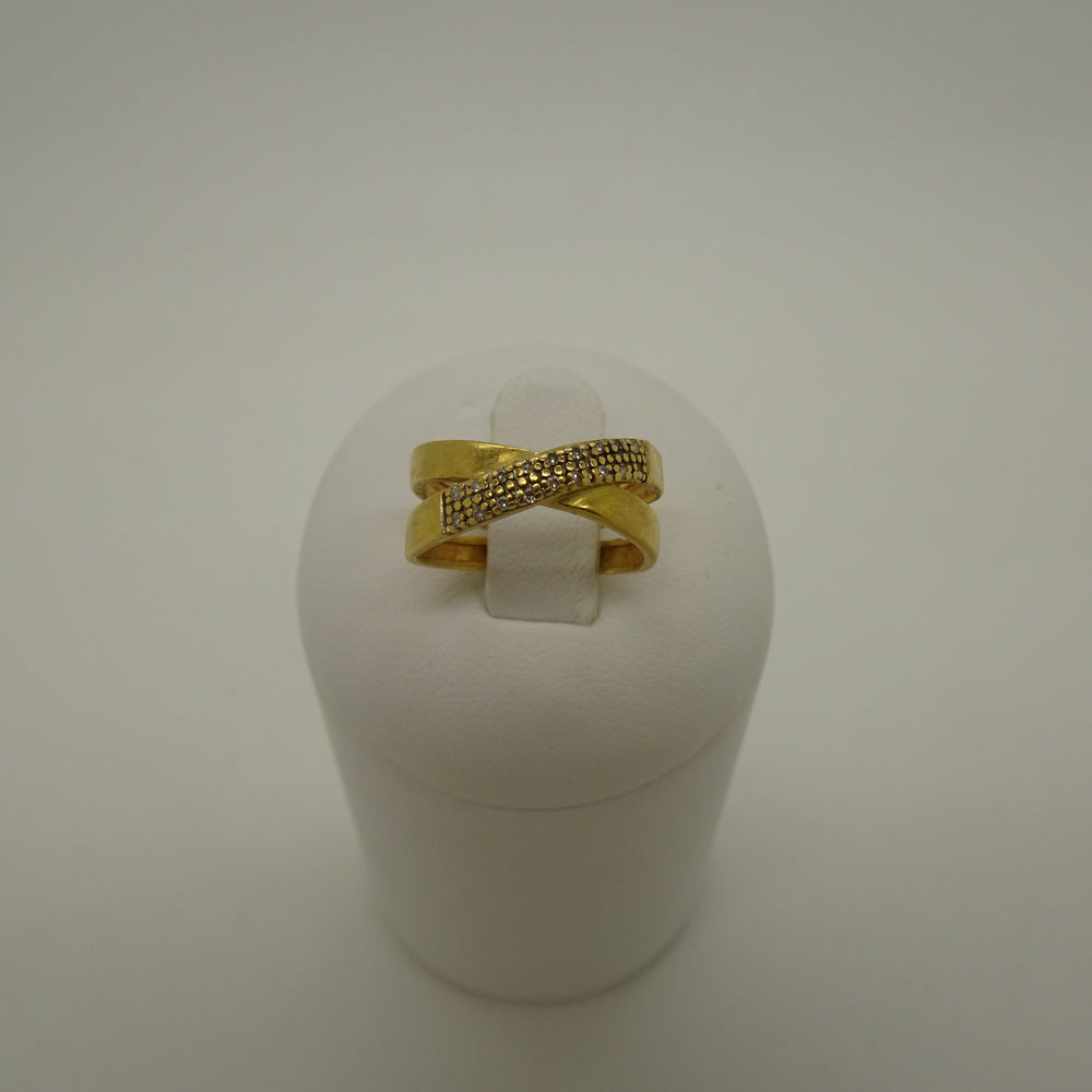 Bague en Or Jaune 18K avec 17 Diamants - T 49