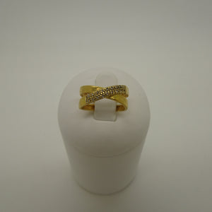 Bague en Or Jaune 18K avec 17 Diamants - T 49