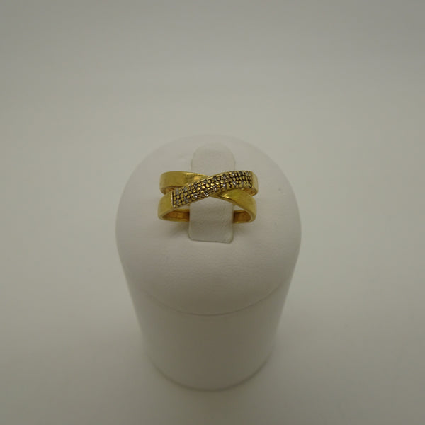 Bague en Or Jaune 18K avec 17 Diamants - T 49