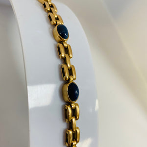 Bracelet Maillon en Or Jaune 18 K avec 6 Saphirs Étoiles - 26.24 Grs