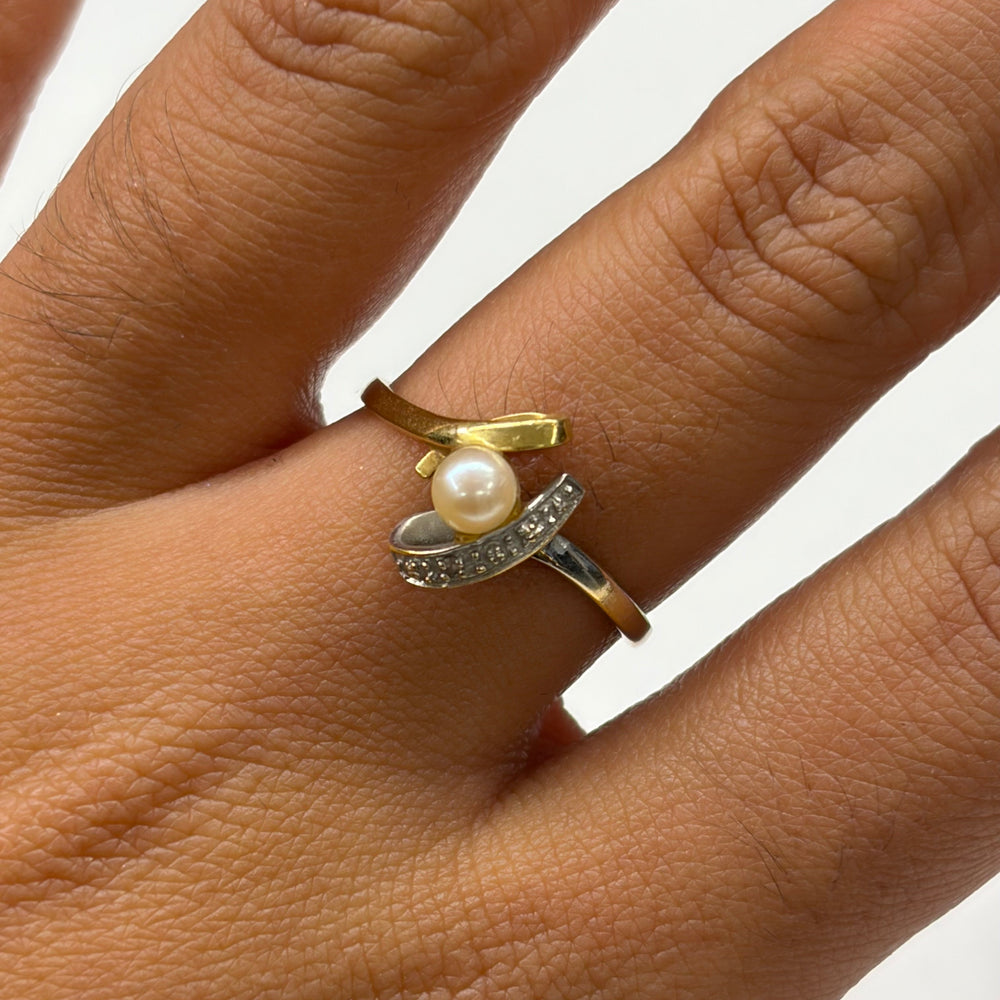 Bague Empierrée en Or Jaune et Gris 18K