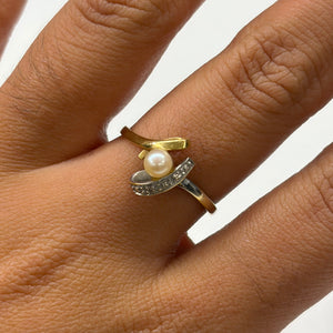 Bague Empierrée en Or Jaune et Gris 18K