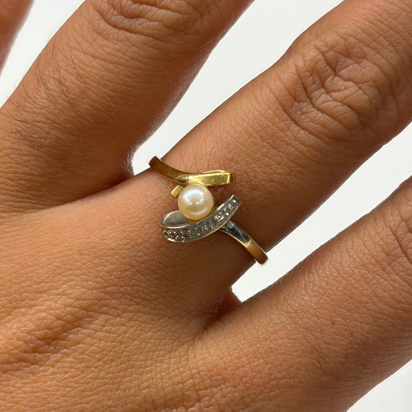 Bague Empierrée en Or Jaune et Gris 18K