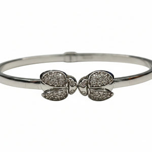 Bracelet Jonc en Or Blanc 18k avec Zirconium