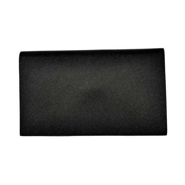 Pochette Saint Laurent Uptown en cuir noir grain de poudre