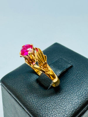 Bague Solitaire en Or Jaune 18K avec Oxyde de Zirconium