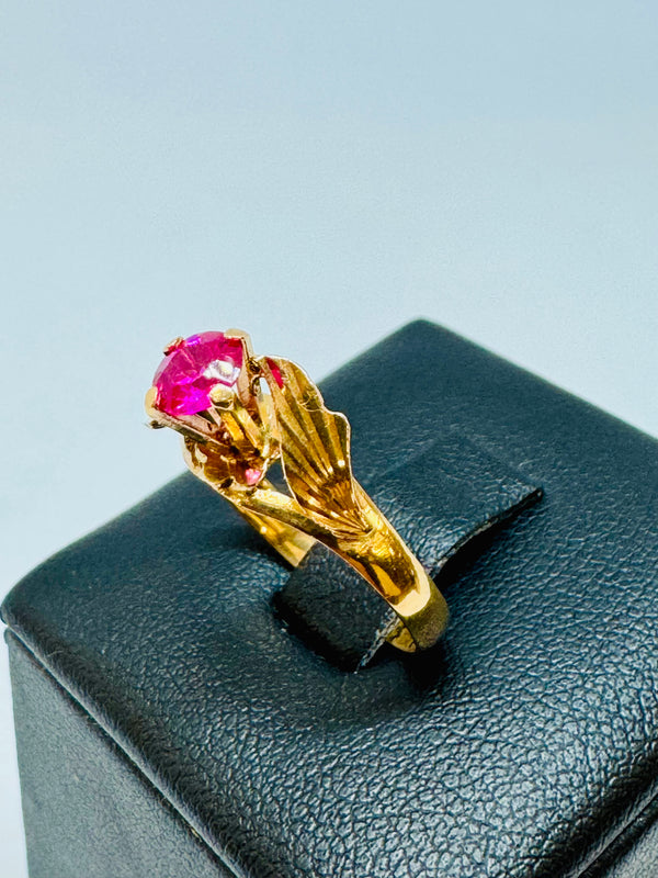 Bague Solitaire en Or Jaune 18K avec Oxyde de Zirconium