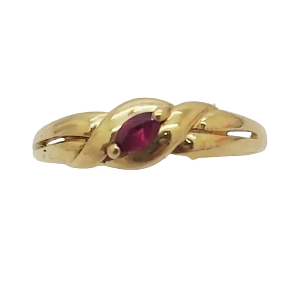 Bague Or Jaune 18K avec Rubis - T 59 - 1.46gr