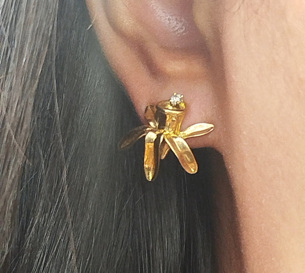 Boucles d'Oreilles Fleurs de Vanille 18 K - 3.82 Grs