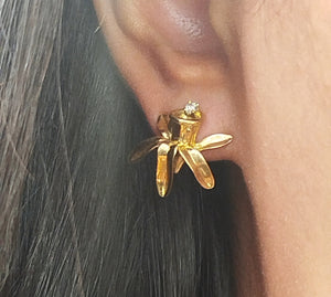 Boucles d'Oreilles Fleurs de Vanille 18 K - 3.82 Grs