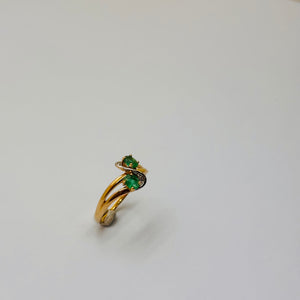 Bague en Or 18K avec 2 Émeraudes – T 53