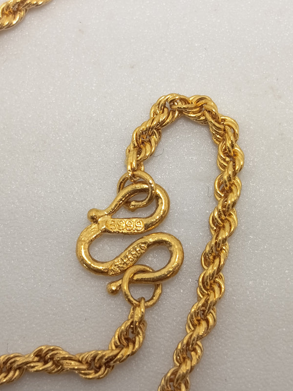 Collier Matinée Or 24 carats, maille Corde
