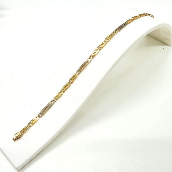 Bracelet Maille Fantaisie Or Jaune et Blanc 18k