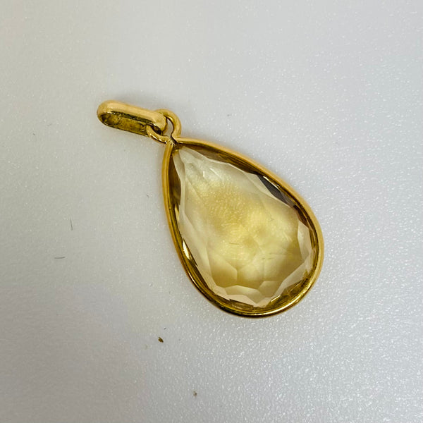 Pendentif Goutte Citrine Or 18K sans Poinçon