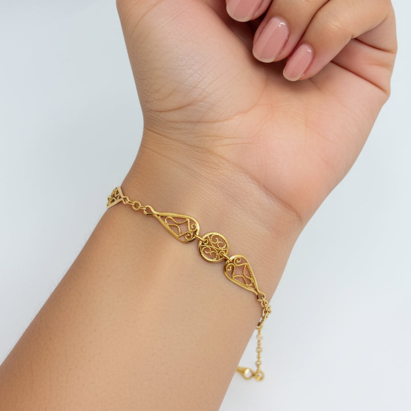 Bracelet Maillon Maille Filigrane Or Jaune 18K - 3.93Grs
