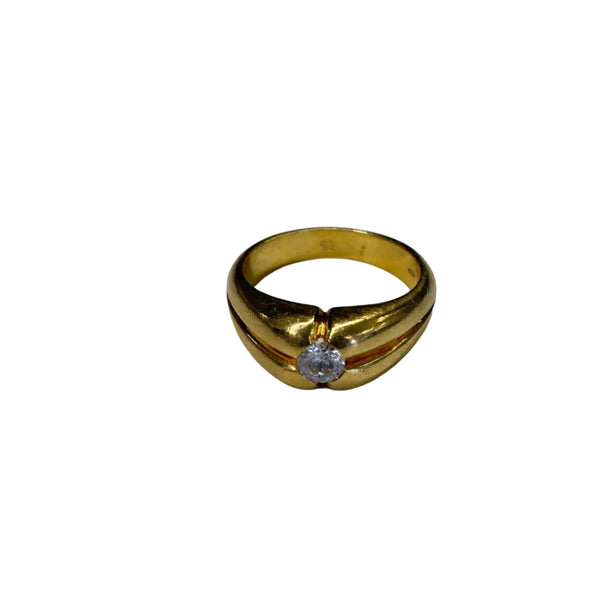 Jonc en Or Jaune 750 avec Zirconium