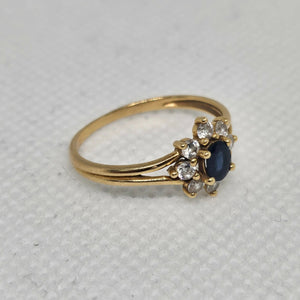 Bague en Or Jaune Saphir Zirconium 18 Carats Taille -49