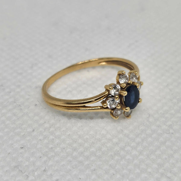 Bague en Or Jaune Saphir Zirconium 18 Carats Taille -49