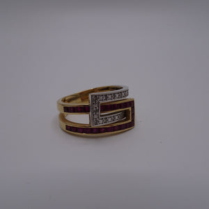 Bague en Or Jaune et Or Blanc 18K - Taille 56