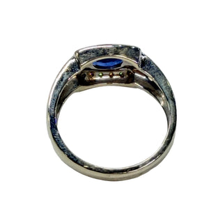 Bague en Or blanc 18 k Diamants et Saphir